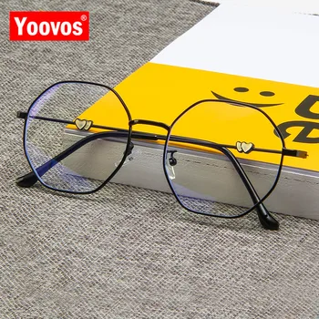 Yoovos 2021 Briller Kvinder/mænd Runde Blå Lys Briller Ramme af Metal Uregelmæssige Briller Luksus Legering Polygon Computer-Briller