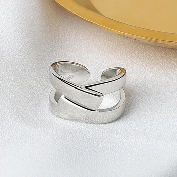 Høj Kvalitet, Mode 925 Sterling Sølv Geometriske interweave guld farve Justerbare Ringe Til Kvinder Engros Smykker