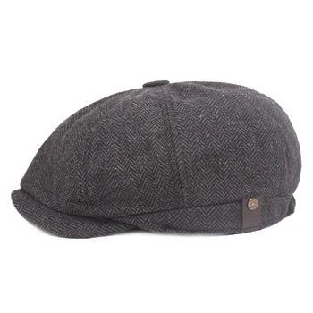 2020 Ny Unisex Spirng Avisdrenge Caps Mænd Og Kvinder Varm Tweed Ottekantede Hat For Mandlige Detektiv Hatte Vintage Fladskærms Caps chapeau