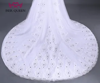 Kvalitet Dubai Luksus Krystal Bryllup Kjoler 2020 Bolden Kjole Cap Ærme Fra skulder Plus Size Stil Lace Wedding Dress WX0085