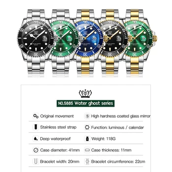 Luksus Mænd Watch Oprindelige Top Mærke Grøn Vandtæt Mekanisk Sport Rustfrit Stål dykke Rolexable Armbåndsur Reloj Hombre + Max