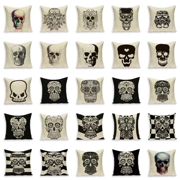 Mexico Kraniet Pudebetræk Horror Skull Hoved Dekorative Pudebetræk Udendørs Linned, Lænde-Pude Dækker Federe Cuscini Divano