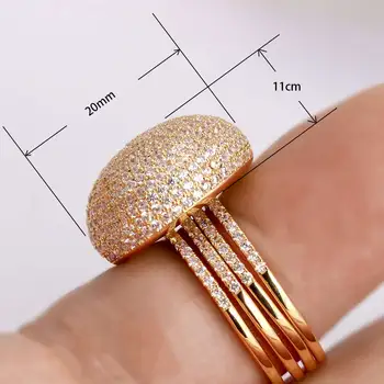 TIRIM Luksus Brød Form Kvinder Ring Cubic Zirconia Micro Banet Unik Tre Bevægelige Ringe til Bryllup forlovelsesfest smykker