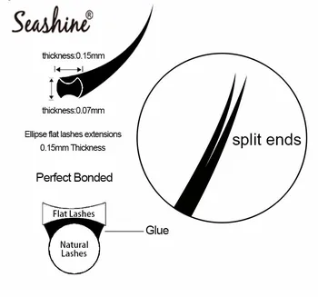 Seashine 12lines/Bakke Curl J/B/C/D individuelle Lashese Fladskærms-Vipper, håndlavede Øjenvipper Udvidelse Premium Ellipse Acceptere OEM