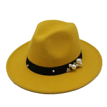Vinter Dame Filt Hat med Bred Skygge Efterligning Uld Fedora Hatte Jazz Hat Klassisk Følte Floppy Cloche Cap Top Hat Chapeau 14 farver