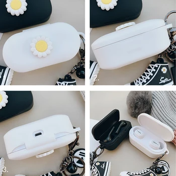 Søde koreanske Blomst Silikone Cover til QCY T5 Tilfælde Trådløse Bluetooth Hovedtelefoner Beskytte Dække med Rem Trådløse Headset Taske Bax