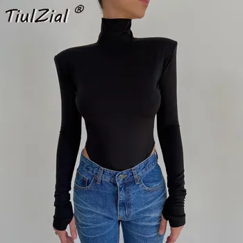 TiulZial Backless Rullekrave Top Langærmet Body Kvinder Solid Hule Ud Sexet Heldragt, Fleece Efteråret Krop Kvindelige ForWoman