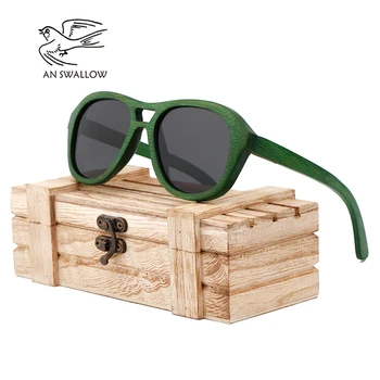 EN SVALE Ægte Træ Solbriller, Polariserede Træ-Briller UV400 Bambus Solbriller Brand Træ-Sol Briller Med Træ-Sag