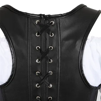 Plus Størrelse 6XL Steampunk Korset Kjole til Kvinder, Tre-delt Læder Corset med Nederdel og Renæssance-Shirt Gotiske Pirat Kostume