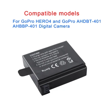Nye 1stk 1600mAh AHDBT-401 Til Gopro Hero 4 genopladelige Batterier Go Pro Hero4 batería AHDBT 401 Action kamera Tilbehør