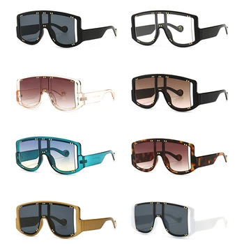 Peekaboo sorte retro solbriller kvinder overdimensionerede uv400 et stykke stor sol briller til mænd, brun nitter 2021 foråret tilbehør