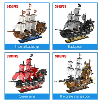 LOZ Mini blokke Caribbean Pirate Sejlads Black Pearl Skib Båd Dronning Annes 3D-Model DIY Bygning Diamant Blokke, Mursten kids legetøj