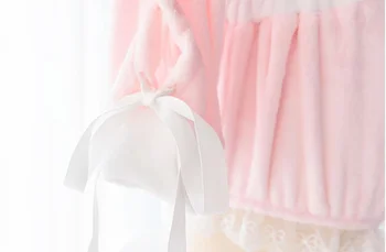 Sexy Sweater Pink Bunny Girl Søde Lækkert Homewear Lolita Ultrashort Hule Hættetrøjer Shorts Kanin Hale Nattøj Top og Trusse Pj