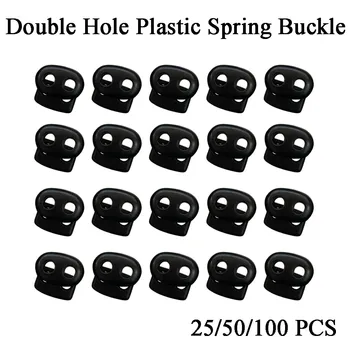 Plast Ledningen Låse Slutningen Skifte Double Hole Foråret Prop Fastener Skyder Skifter Elastisk plast spænde justering spænde