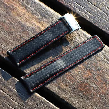 22mm Læder urrem til Breitling Avenger-Serien Ur Band Carbon fiber Mønster Breitling SUPEROCEAN ARV Watchbands