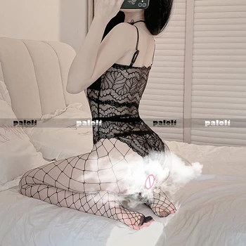 Sexet Palace Vest Lace One-Piece Pyjamas Åben Skridt Bodysuit for Kvinder Fetish Erotisk Undertøj Plus Size Porno Fristelsen Kostume