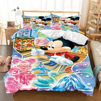 Disney Mickey Mouse, Minnie-Sengetøj Sæt Bed Sæt Børn Dyne Dyne, Pude Dække Tilfælde Gaver til Soveværelse Indretning