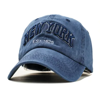 Sand vasket bomuld baseball-cap, hat til kvinder, mænd vintage far hat NEW YORK broderi brev udendørs sport caps