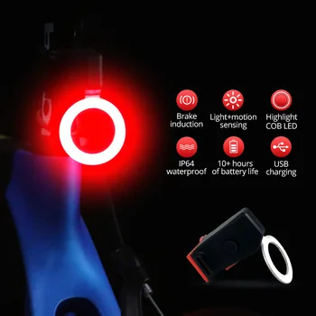 Cykel-Lys, Smart Auto Start/Stop, Brake Sensing Cykel lys Lommelygte USB-Genopladelige 5 Modeller Cykling Lys