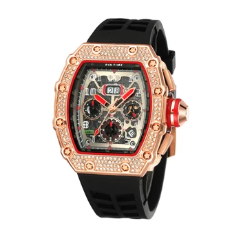 Cool Sport Watch Mænd Kronograf Diamant Hip Hop Mens Wacthes Top Mærke Luksus Militære Gold Armbåndsur Reloj Relogio Masculino
