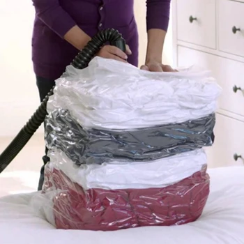 Høj Kapacitet Vakuum Pose Pakke Komprimerede Arrangør for Tæpper, Tøj Gennemsigtig pladsbesparende Seal Bags Foldes opbevaringspose