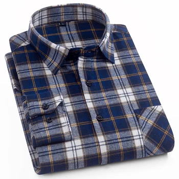 Nye Herre Plaid Shirt, Bomuld Af Høj Kvalitet Herre Business Casual Langærmet Skjorte Mandlige Social Flannel Skjorter