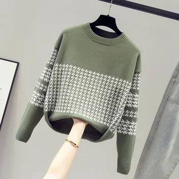 FINEWORDS Vintage Lilla Strikket Sweater Vinter Casual Streetwear Jumper koreanske Lange Ærmer Pullover Løs 2020 sweter damski