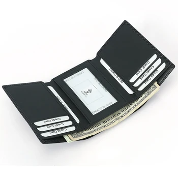 BONAMIE Carbon Fiber RFID-Wallet-For Man Stor Kapacitet Bærbare Functinal Card Wallet Tynd Tre Fold Wallet Male Pung Ny