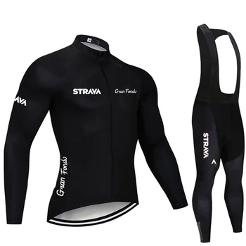 2021 Foråret efteråret pro team STRAVA cykling kits jersey-herre lange ærmer cykling klud MTB Cykling tøj Cykel 20D gel pad