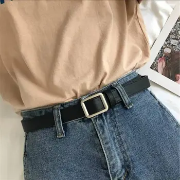 Luksus brand design nye damer bælte uden stansning square-tasten jeans mode vilde enkel elev bælte PU100 cm lang
