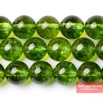 Natursten Glat Oliven Grøn Kvarts Løse Perler 16