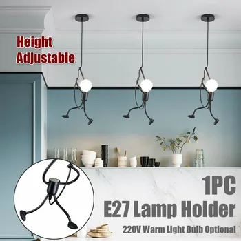 1PC Mode Enkelt Hoved E27 Loft Lampe Holder Simpelt Dukke Swing Lysekrone Moderne Stue Soveværelse Kreative Lys Armatur
