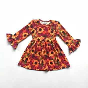 Baby piger tøj Efterår/Efterår kjole tøj til børn piger solsikke dress langærmet kjole