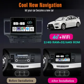 Bilen Spiller 4G NET+WiFi Android10 2G+32G Bil Radio Til Mitsubishi Lancer 2007-2012 10 Tommer RDS DSP Video, Lyd og Multimedier 2 Din