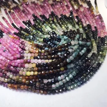 Naturligt sukker, Turmalin farverige 4,5 mm facetslebet pladsen perler for needleworks perle DIY kvinder jewellry krystal Armbånd halskæde