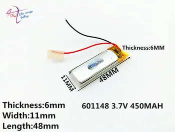 3,7 V 450mAh 601148 Lithium Polymer Li-Po Genopladelige li-ion-Batteri Til Mp3-MP4 MP5 GPS Vedio Spil, legetøj