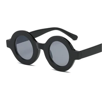 Hot Små Runde Solbriller Kvinder Retro 2019 Leopard Sort Halv Metal Vintage Runde solbriller til Mænd Brand Designer UV400 NX