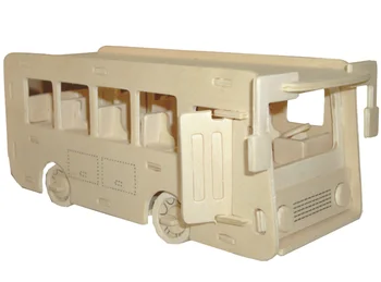 Candice guo! pædagogisk træ legetøj i 3D puzzle-DIY woodcraft montage kit coach bus autobus kid fødselsdag Julegave 1pc