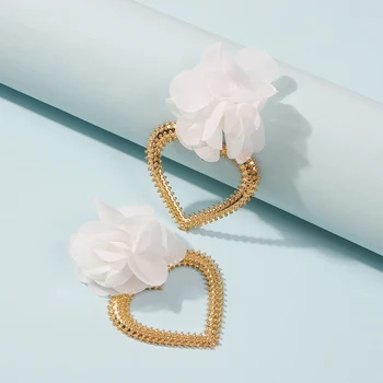Lalynnly Mode Simuleret Pearl Drop Øreringe Til Kvinder Charme, Hjerte, Blomst Dingle Øreringe Vintage Smykker Tilbehør E7571