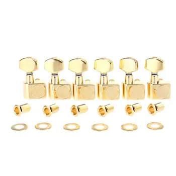 Musiclily Pro 6-i-linje 2-pins Forseglet Guitar Tunere Machine Head Tuning Sæt Pinde for Fender Strat/Tele, Guld