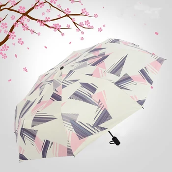YADA Høj Kvalitet Geometri Mønstre Sort Belægning Paraply Regn Kvinder uv Solrig Og Regnfuld Paraply Bil For Kvinders Parasoller YS030