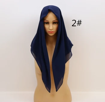 23 Flot Farve almindelig boble chiffon sjal populære muslimske hijab hoved slid mode kvinder firkantet tørklæde 90X90cm