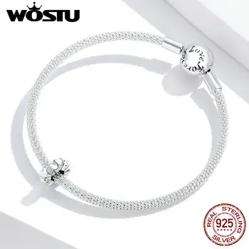 WOSTU 925 Sterling Sølv Charm&Perle Romantiske hjerte til Hjerte Fuld Af Kærlighed Form Charms passer Armbånd Smykker at Gøre FIC1521
