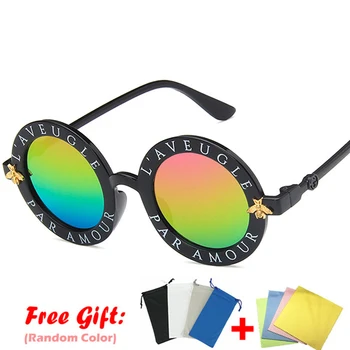 2020 Ny Kids Baby Piger Drenge Mode Solbriller Brev Solid Varme Sol Briller 7 Farver Barn Små Runde Solbriller