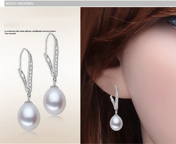 SHDIYAYUN Fine Perle Øreringe af 925 Sterling Sølv Smykker Til kvinder Naturlige ferskvandsperle Perle Smykker Dråbe Øreringe Gave