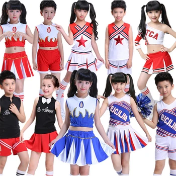 10Style Studerende Cheerleader-Uniform Skole Pige Dans Kostumer Sport, Konkurrence Børn Stage Performance Tøj, 110-160 CM