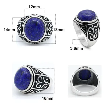 Vintage Mænds Ring med Naturlige Lapis Lazuli Blå Sten 925 Sterling Sølv yoghurt Mandlige tyrkiske Kvinder Sundhed Smykker