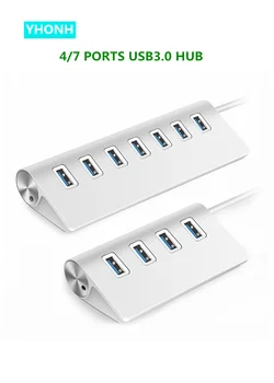 Aluminium Legering 4/7 Port USB3.0 Hub High Speed Splitter Køligt Lys af Høj Kvalitet USB-Hub For Multi-Enhed, Computer, Laptop, Micro SD