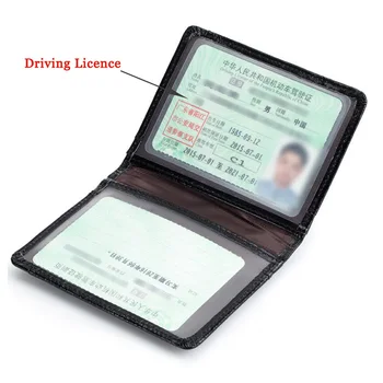 Ægte læder Kompakt Bi-fold Kørekort Indehaveren kredit kort ærme bill pose business-Driver ' s Licens Dækker