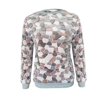 GRATIS STRUDS Mode kvinders afslappet rund hals langærmet sten trykt bløde sweater polyester regelmæssig ærmet trøje 2019